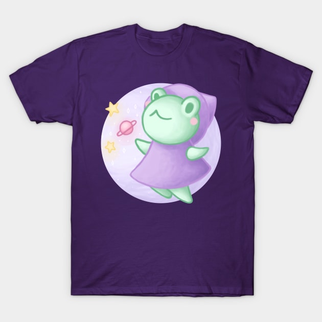 Frog witch reading the future in the universe - Magical and cute witches T-Shirt by MoonArtGlitch